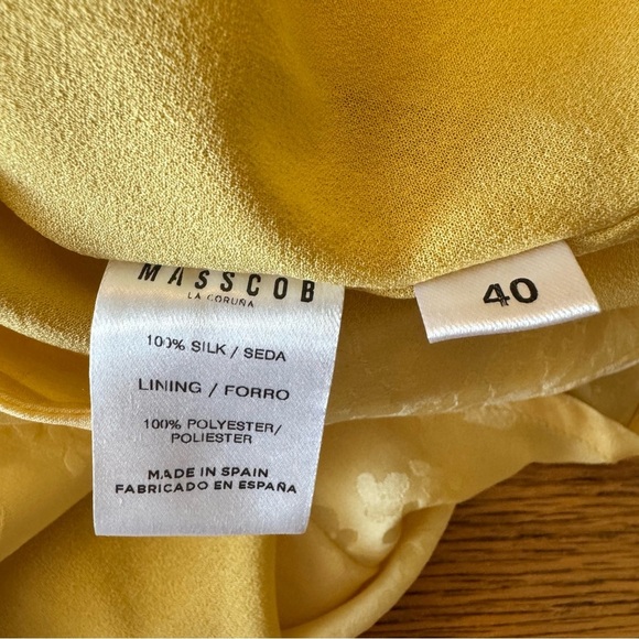 Masscob 40 US Large Butter Yellow Silk Skirt Drapey Floral Made In Spain - Picture 4 of 7
